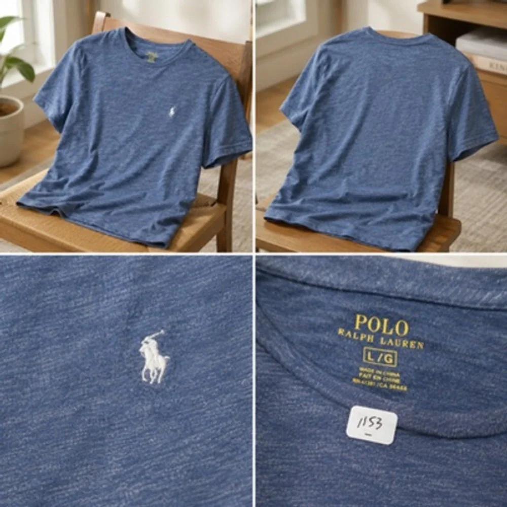 Polo Ralph Lauren T Shirt Mens Large Blue Cotton Crewneck Embroidered Logo